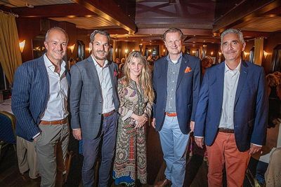 Vorstand von DIE FAMILIENUNTERNEHMER, v.l.n.r.: Andreas Oehme, Bozo Radner, Yvonne Schmittenberg, Marco van der Meer und Lothar Grünewald