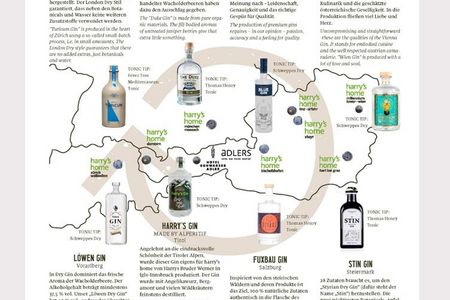Löwen Gin, Turicum oder The Duke – jedes harry‘s home hotel in der DACH-Region steht für seinen eigenen regionalen Gin, die Tiroler Hausmarke natürlich nicht zu vergessen
