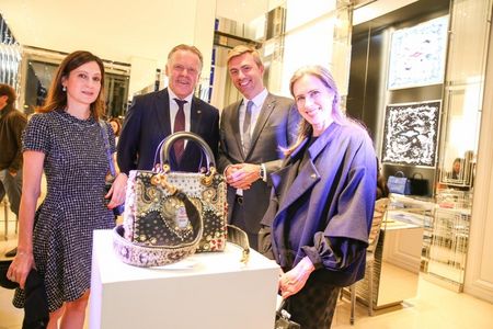 Melanie Pannenbecker, General Manager Christian Dior Couture Central Europe, Peter Wienen, Vorstand Interessengemeinschaft Koenigsallee, Robin Bauer, Store Director Christian Dior Couture, Vera Geißel, Rechtsanwaeltin bei der thyssenkrupp AG und Ehefrau des Oberbuergermeisters Thomas Geisel