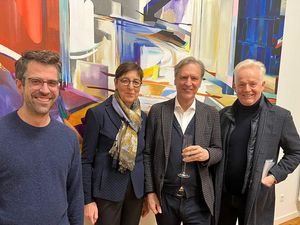 Künstler Florian Flausch, Galeristen-Ehepaar Jutta Bengelsträter-Ewest und Werner Ewest, FU-Vorstand Georg Rotthege Künstler Florian Flausch, Galeristen-Ehepaar Jutta Bengelsträter-Ewest und Werner Ewest, FU-Vorstand Georg Rotthege