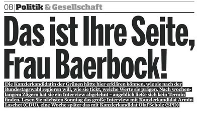 Annalena Baerbock hatte angeblich keine Zeit für die BamS