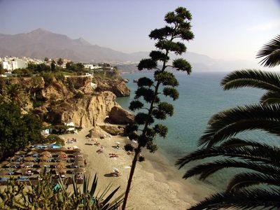 Strand Nerja mit Palme Strand Nerja mit Palme