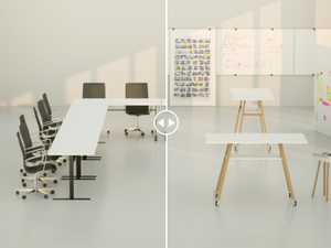 Der exakt gleiche Raum aber eine voellig andere Arbeitsatmosphaere mit einem hochwertigem Whiteboard fuer den Konferenzraum Der exakt gleiche Raum aber eine voellig andere Arbeitsatmosphaere mit einem hochwertigem Whiteboard fuer den Konferenzraum