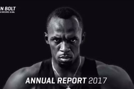 9.58 Sekunden lang ist der Geschaeftsbericht in der Online-Filmversion. Genau so lang brauchte Usain Bolt 2009 fuer seinen 100-Meter-Weltrekord