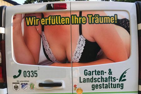 Gerügt für sexistische Werbung: Galabau Grundemann