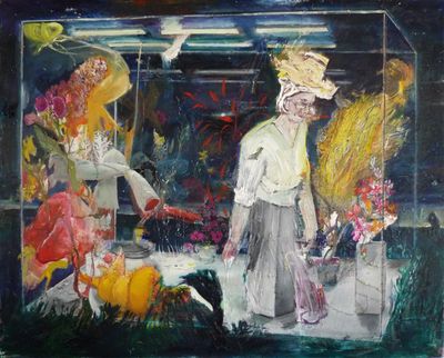 Werk der Woche auf GFDK: Bernd Selle vereint in einer pastosen lustvoll, leidenschaftlichen Malerei Schoenheit, Verzaubertes und Skurriles