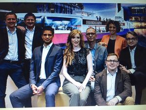 Das Leitungsteam von Media Pioneer Ingo Rieper, Michael Bröcker, Michael Iseghohi, Chelsea Spieker, Mark Schubert, Max Franke, Charlotte Schueller und Gabor Steingart