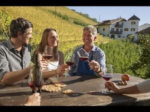 Der Suedtiroler Herbst ist für die Weinbauern der Marke Roter Hahn die wichtigste, fuer deren Gaeste die schoenste Jahreszeit
