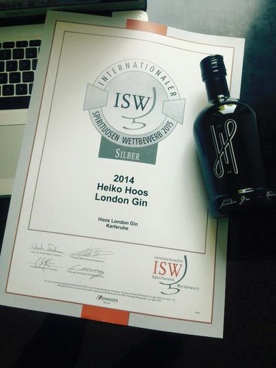 Der Hoos London Gin mit einer Silbermedaille geehrt