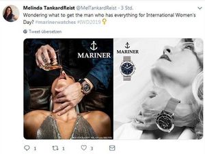 Da hat sich die Uhrenmarke Mariner Watches in der Werbung heftig vergriffen, es hagelte Protest in den Sozialen Medien Da hat sich die Uhrenmarke Mariner Watches in der Werbung heftig vergriffen, es hagelte Protest in den Sozialen Medien