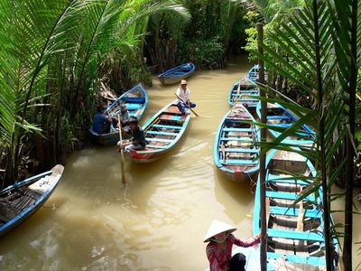 Auf dem Wasser Mekong Vietnam
