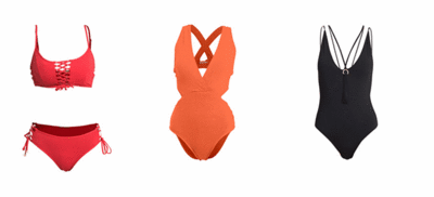 iracema scharf - Bikinitop + Pants Laces Red // Body Neckline Orange // Swimsuit Laces Black Preis auf Anfrage
