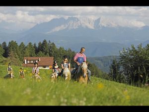 Auf den zertifizierten Reiterhöfen der Marke Roter Hahn kommen Pferdeliebhaber beim Ausritt mit dem Bauern dem Südtiroler Himmel so nah