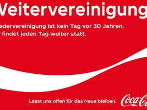 Die Wiedervereinigung nicht vergessen lassen, das will Coca-Cola mit seiner Kampagne Die Wiedervereinigung nicht vergessen lassen, das will Coca-Cola mit seiner Kampagne