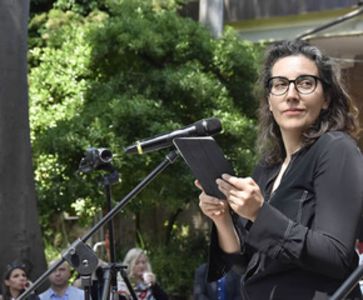 Die Kuratorin Brigitte Franzen ist die diesjaehrige Kuratorin der 14. Triennale Kleinplastik Fellbach 2019