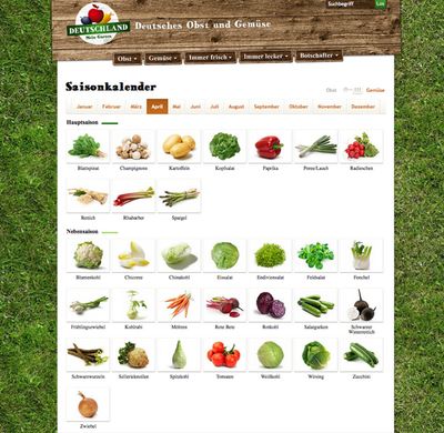 Interaktiver Gemuese und Obst Saisonkalender