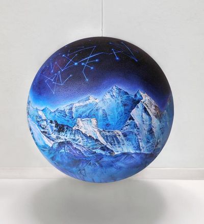 Second Earth, 2019, 40 cm sphere, Acrylic on Styrofoam