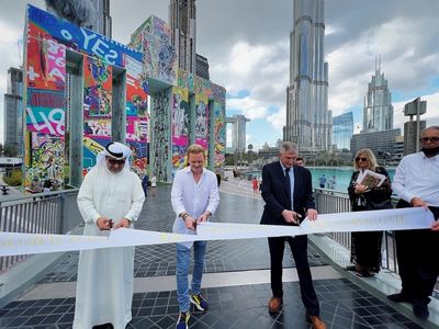 Khalil Abdul Wahid, Visual Arts Manager at Dubai Culture, Leon Löwentraut, Holger Mahnicke, Deutscher Generalkonsul in Dubai
