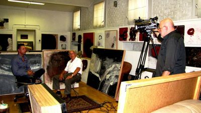 Filmaufnahmen im Atelier von Josef Winkler