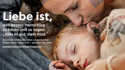 In der Kampagne wird um Spenden fuer die Kinderhospizarbeit gebeten