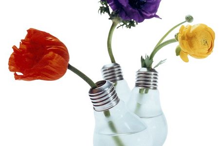 Hätte Edison das gedacht? Eine Original–Glühbirne wird zur originellen Vase. Gerade oder schräg, je nach Belieben, steht die Blühbirne mit Wasser gefüllt sicher auf ihrem schwarzen Gummiring. Toll in der Gruppe oder ganz pur als Einzelobjekt. Verpackt ist die Vase in einem fast Original–Glühbirnenkarton.