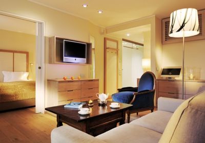 Wohn- und Schlafbereich im Hotel Faehrhaus Sylt