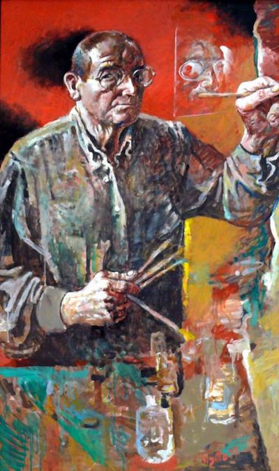 Willi Sitte -  Selbst mit Pinseln.