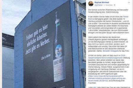 Die einzig richtige Reaktion auf Fernet-Branca ist jedenfalls die in Hamburg plakatierte Antwort von Scholz & Friends: Alkohol ist keine Loesung
