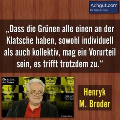 Henryk M. Broder meint auch, das die Gruenen alle einen an der Klatsche haben