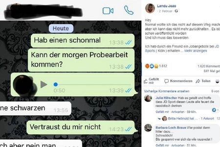 Der Betroffene postete einen Screenshot der rassistischen Nachricht auf Facebook