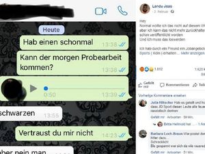 Der Betroffene postete einen Screenshot der rassistischen Nachricht auf Facebook Der Betroffene postete einen Screenshot der rassistischen Nachricht auf Facebook