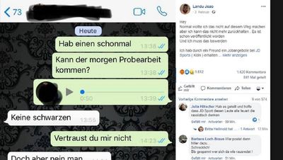 Der Betroffene postete einen Screenshot der rassistischen Nachricht auf Facebook