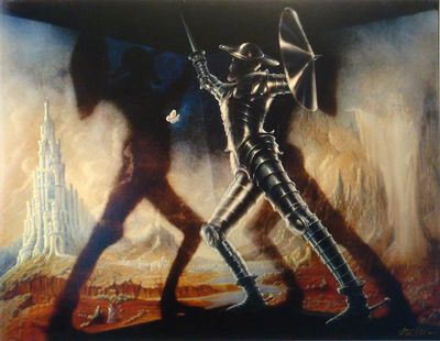 Don Quijote, altmeisterliche Lasurmalerei - Angerer der Aeltere