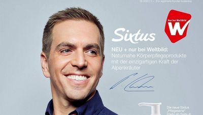 Philipp Lahm wirbt mit seinem Gesicht fuer die Sixtus-Weltbild-Kooperation