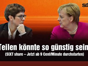 Nur im Sixt Motiv sind Annegret Kramp-Karrenbauer und Angela Merkel vereint