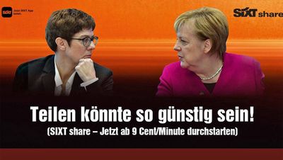 Nur im Sixt Motiv sind Annegret Kramp-Karrenbauer und Angela Merkel vereint