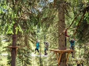 Wie Tarzan in Tirol – der Hoch- und Niederseilgarten im Verwalltal von St. Anton am Arlberg umfasst 22 Kletterstationen in bis zu zwölf Metern Höhe Wie Tarzan in Tirol – der Hoch- und Niederseilgarten im Verwalltal von St. Anton am Arlberg umfasst 22 Kletterstationen in bis zu zwölf Metern Höhe