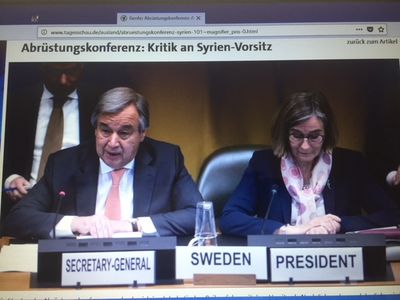 Die Staaten der Abrüstungskonferenz wechseln sich in alphabetischer Reihenfolge mit dem Vorsitz ab. Nach Schweden und der Schweiz ist nun Syrien dran