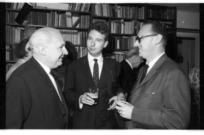 Gespraech zwischen Generalintendant Joachim Klaiber, Komponist Aribert Reimann und der Leiter der Stockholmer Oper Michael Gielen