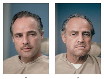 Marlon Brando vor und nach der Maske.