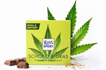 Hanfsamen im Vollmilchrausch von Ritter Sport. Und dann ab ins Wochenende, mit welchen Genussmitteln auch immer