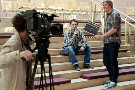 Schüler beim Dreh ihres Videos für den hr-Wettbewerb "Meine Ausbildung ­Schüler führen selbst Regie"
