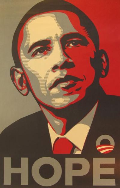 Präsidentschaftswahlkampf in Amerika: Barack Obama bei artnet / Berliner Internet-Kunstplattform versteigert politische Street-Art von Shepard Fairey