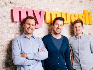 Die drei My-Muesli-Gruender Philipp Kraiss, Max Wittrock und Hubertus Bessau Die drei My-Muesli-Gruender Philipp Kraiss, Max Wittrock und Hubertus Bessau