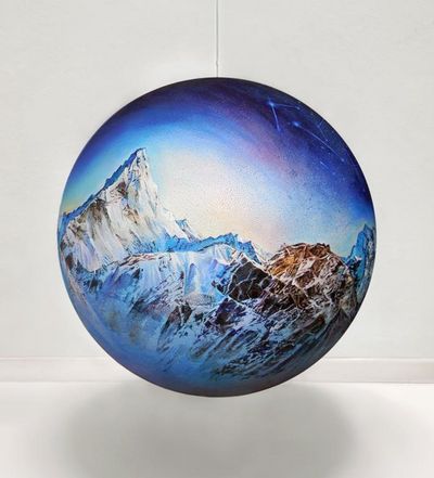 Second Earth, 2019, 40 cm sphere, Acrylic on Styrofoam