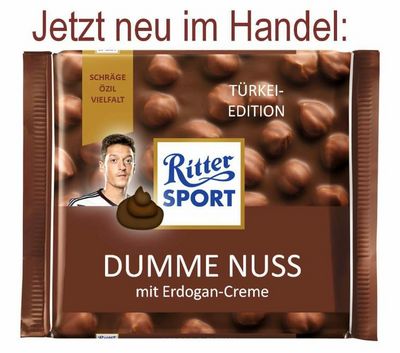 Die Sozialen Medien haben umgehend auf das Foto von Oezil und Erdogan mit Haeme reagiert, dumme Nuss mit Erdogan Creme von Ritter Sport war der Hit im Netz