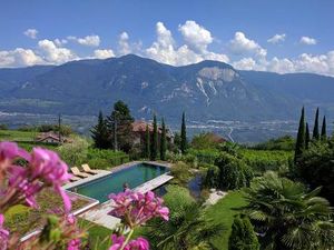 Baden mit Panoramablick  wer der Suedtiroler Hitze auch mal entkommen moechte, waehlt einen Bauernhof der Marke Roter Hahn mit Pool