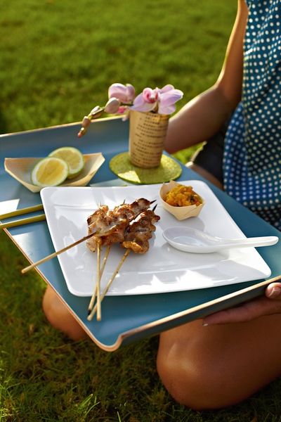 Asia Picknick Villeroy Boch Grillspiesse auf Teller