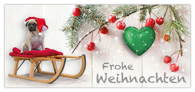 Unser Redaktions Weihnachts-Mops Adele wuenscht Euch frohe Weihnachten und einen guten Rutsch ins neue Jahr