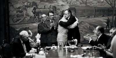 Don Emilio Barzini ,Richard Conte überwacht die Versoehnung zwischen Don Philip Tattaglia, Victor Rendina und Don Vito Corleone,Marlon Brando.